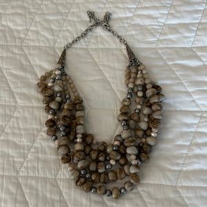 Brown stones with silver beads necklace